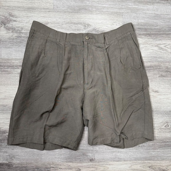 Perry Ellis Portfolio Men's Size 38 Linen Rayon Pleated Dress Shorts - Picture 1 of 6